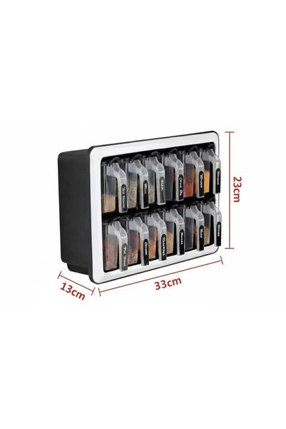 CELSEN HOME 12-Piece Self-Adhesive Spooned Spice Jar Set with Stand - Labeled Spice Jars