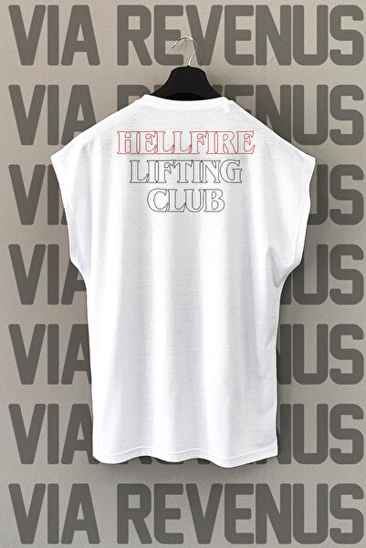 Vordevia Hellfire Lifting Club Back Printed Zero Sleeve 100% Cotton Sport Tshirt