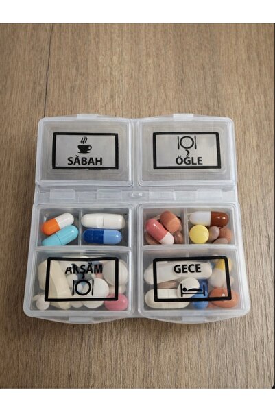BU Wear 4 Bölmeli Günlük İlaç Kutusu | Sabah Öğle Akşam Gece | Şeffaf Taşınab...