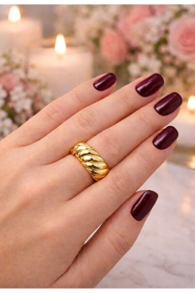 VEGALUXE خاتم فولاذي ملتوي لا يسود ويمكن تعديله حسب الحجم للإصبع