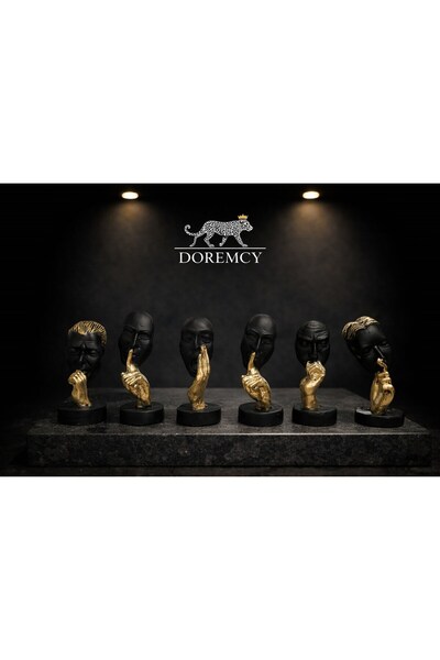 Doremcy 6’lı Polyester Döküm Biblo Seti 7x15 cm Salon, Ofis, Masaüstü Dekorat...