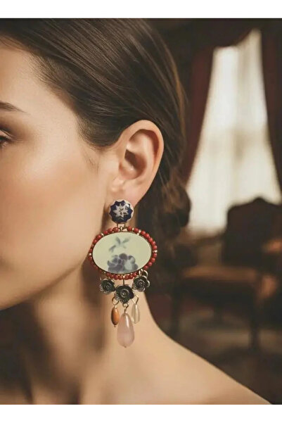 Dorvina Burgundy Multi-Colored Stone and Beaded Zr Brand Vintage Design Dangle Women's Earrings Jewelry