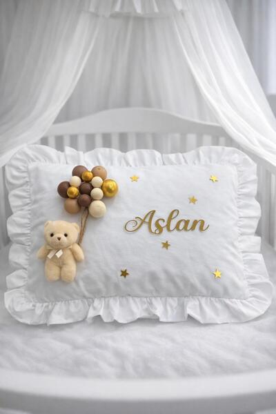 Bonika Ruffled Baby Jewelry Pillow with Bubble Teddy Bear