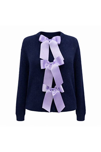 My love butik Selenci̇k Knitted Women's Tricot Cardigan with Bow