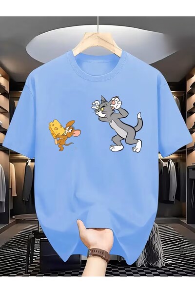 oneagılyazı Men's and Women's Vintage Tom and Jerry Chase Graphic T-Shirt