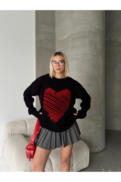ZTO Women's Heart Pattern Knitwear Sweater