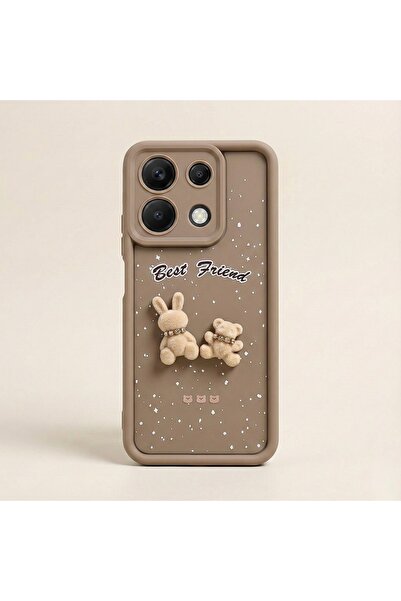 OSG Redmi Note 13 Pro 4g Compatible Premium Luxury Case with Plush Teddy Bear Camera Protection Frame