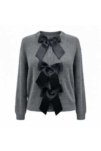 My love butik Selenci̇k Knitted Women's Tricot Cardigan with Bow