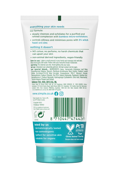 Simple Daily Skin Detox Yağlı Ciltler Siyah Nokta ve Tıkalı Gözenek Temizleyici Peeling 150 ML 3'li Set