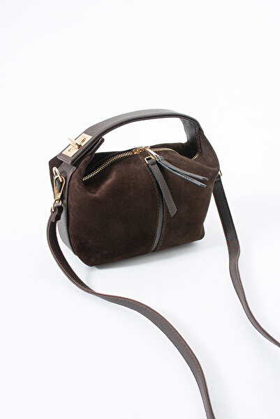 Sira Official Lumo Kahverengi Süet Hakiki Deri Çapraz Çanta