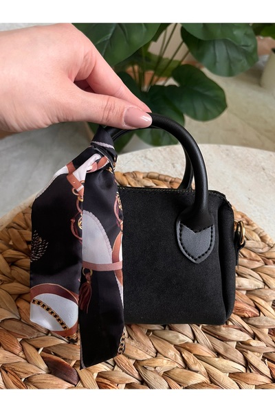 NARQUA Geantă de umăr/de mână cu aspect de piele de căprioară de dimensiuni mini