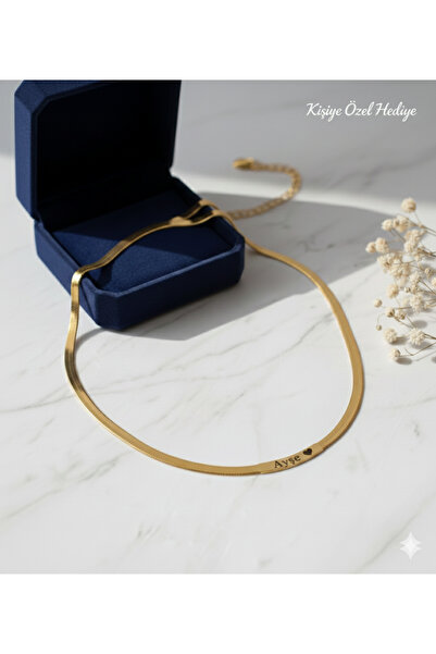 C&On Design Kişiye Özel İsim Yazılı İtalyan Ezme Zincir Kolye - 316L Çelik La...