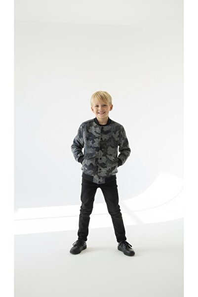 RBL COLLECTİON Erkek Çocuk Askeri Stil Kamuflaj Çıtçıtlı Mont