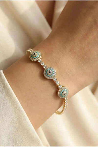 Dorvina Brass Zircon Stone Evil Eye Model Gold Color Women's Bracelet Does Not Tarnish |   Stylish and Durable Jewelry