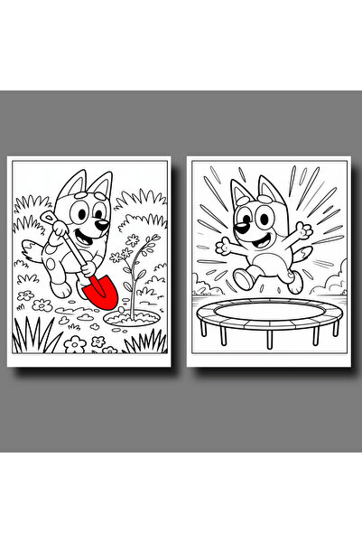 bluey Carte de colorat, 100 de ilustratii Bluey, A4