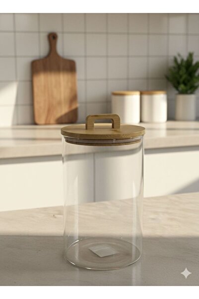 Kosova BAMBU KAPAK BOROSİLİKAT CAM KAVANOZ