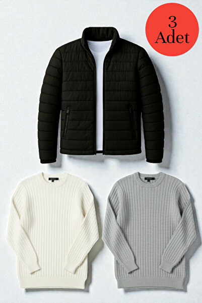 legends butik 3'lü Erkek Kışlık Kombin Paketi – 1 Adet Şişme Mont + 2 Adet Fi...