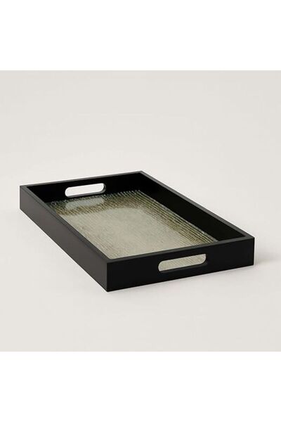 WOOD Rectangular wooden serving tray with a glass base - luxury design