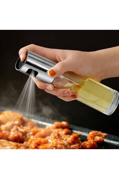 poswicon Yağ & Sos Sprey Şişesi 100 ml – Cam Gövdeli, Püskürtmeli, Çok Amaçlı