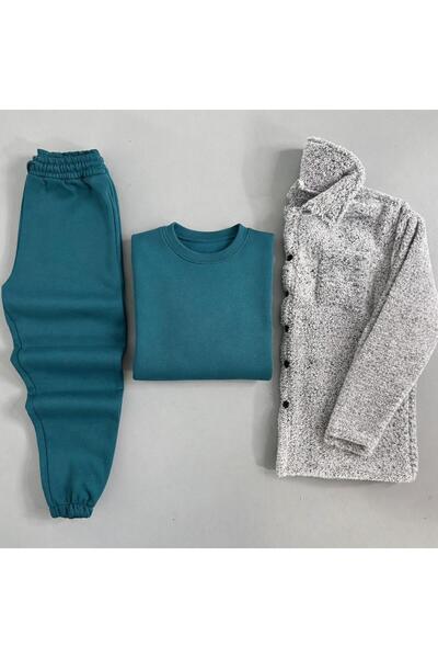 WENMİNG Jachetă de pluș pentru bărbați + 3 fire Ş cu căptușeală din fleece Set de trening pentru ciclism Combinație din 3 piese