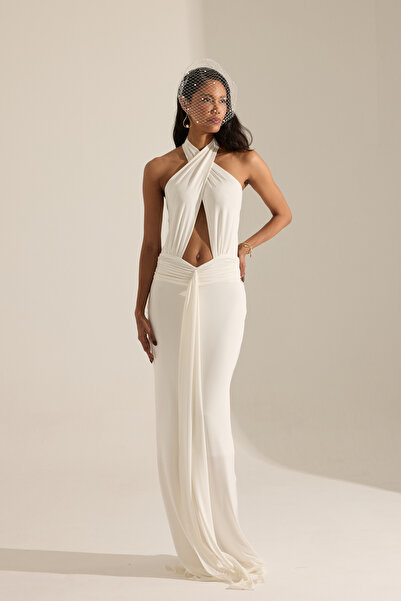 BETTY & SAM Silvia Beyaz Uzun Elbise