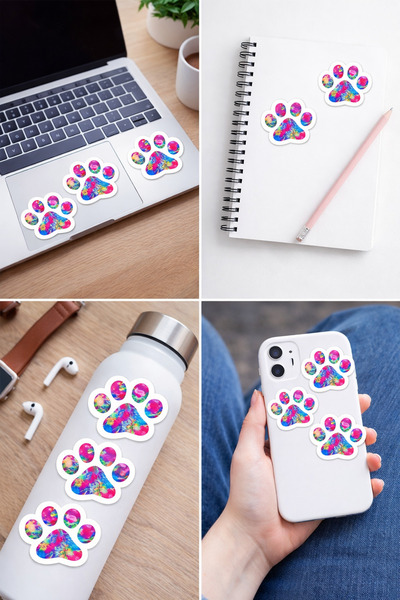 Limitless Design Colorful Tropical Floral Paw Sticker Set 20X25 cm – Dog & Ca...