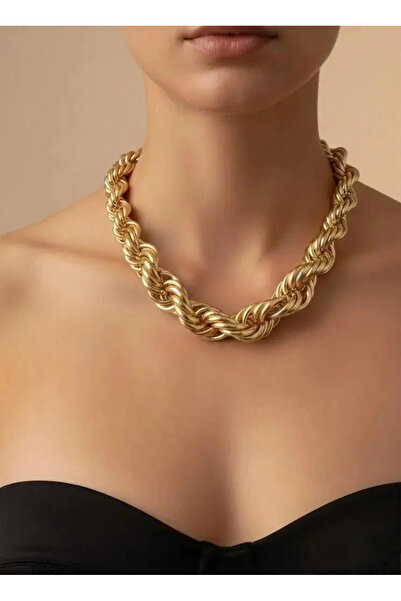 Dorvina Rodyum Kaplama Pirinç Zr Marka Kalın Burgu Model Zincir Kadın Kolye