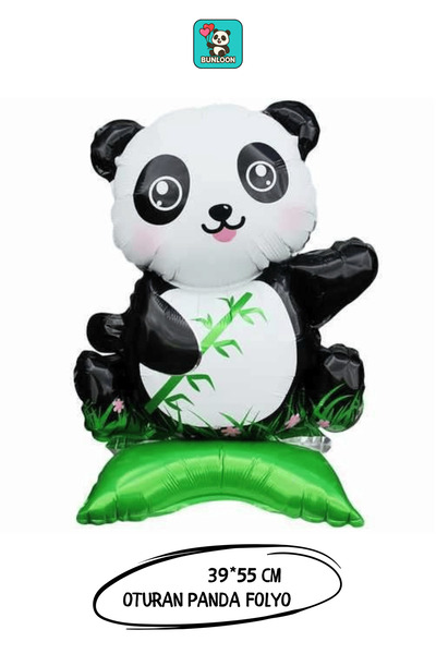 Bunloon Panda Figürlü Folyo Balon 39×55 cm Doğum Günü Parti Süsleme