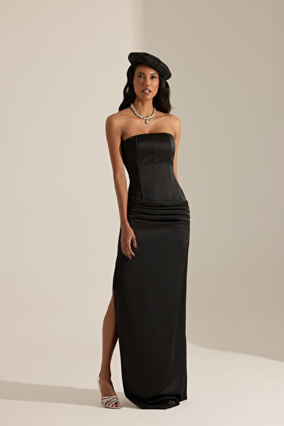 BETTY & SAM Daisy Siyah Straplez Gece Elbisesi