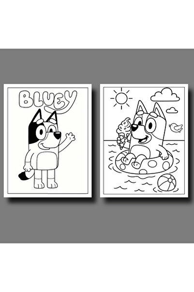 bluey Carte de colorat, 100 de ilustratii Bluey, A4