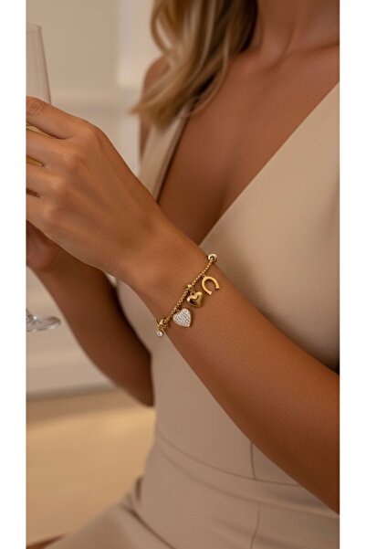 İNN JEWELLERY Steel Bracelet Anti-Tarnish Anti-Allergic Heart Figure (2 Years...