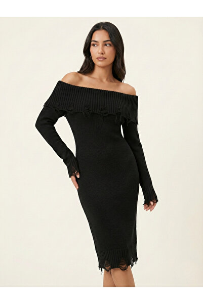 İnci Zehra Women's Madonna Collar Knitwear Dress