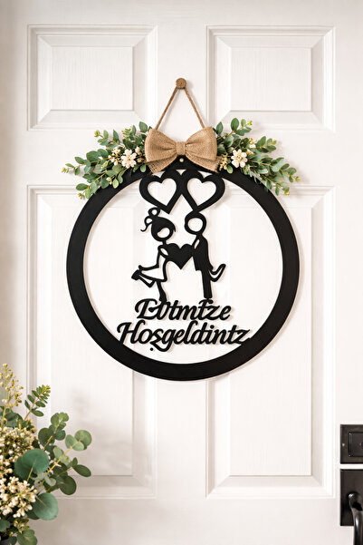 Home Kişiye Özel Kapı Süsü Evimize Hoşgeldiniz | İsimli Lazer Kesim MDF Kapı Duvar Süsü | Ev Hediyesi