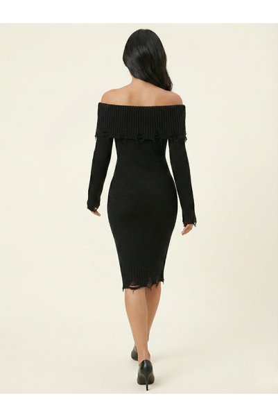 İnci Zehra Women's Madonna Collar Knitwear Dress