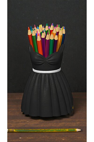 krh 3d print Colorful Crayons Pen Holder with Dress Design |   Desktop Decorative Pen Organizer