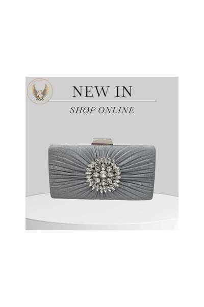 OEM SILVER ENVELOPE BAG WITH RHINESTONE ACCESSORY IN THE MIDDLE