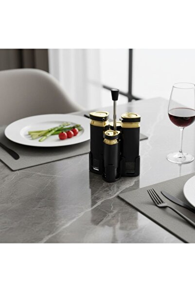 lya luxury 4'lü Yağdanlık&Tuzluk Set-5 Farklı Renk Seçeneği-Gold Detaylı (13-...