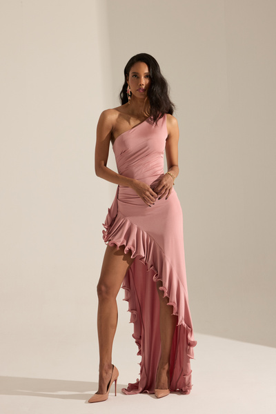 BETTY & SAM Lyon Pudra Yırtmaçlı Uzun Elbise