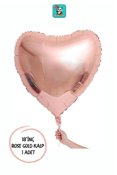Bunloon 18 İnç Rose Kalp Folyo Balon