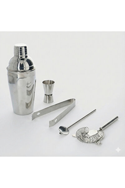 CALIBURN Profesyonel 5 Parça Paslanmaz Çelik Kokteyl Seti - Shaker, Jigger, S...