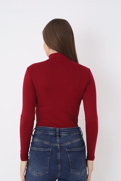 SIR İç Giyim Women's Burgundy Long Sleeve Turtleneck Body