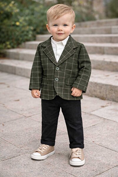 krm kerem bebe طقم أطفال للأولاد مكون من 3 قطع مع سترة وبنطلون