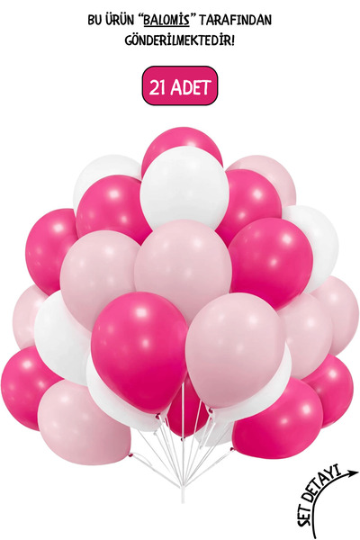 BALOMİS Pembe Fuşya Beyaz Renkli 11 İnç Balon Seti Parti Dekorasyonu