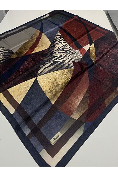 Picasso Silk-Look Navy Blue Crystal Scarf – Twill Stylish Design 90X90