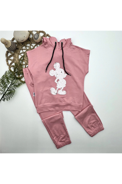 Marsilyan مجموعة مكونة من قطعتين للأطفال من الجنسين بتصميم ميكي مزين بالترتر ...