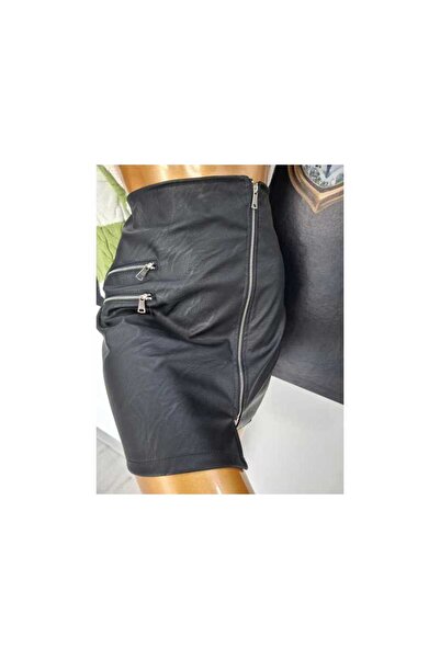 OEM FUSTA PIELE ECOLOGICA MINI CU FERMOAR - BLACK, M