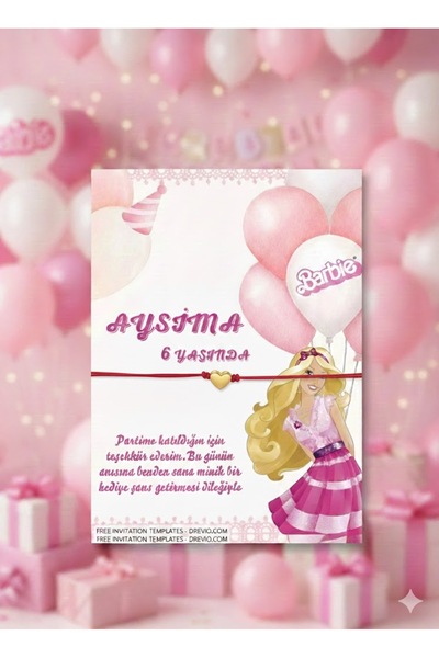 MYCKONSEPT Kişiye Özel İsimli Barbie Konsept Şans Bilekliği Doğum günü Hediye...
