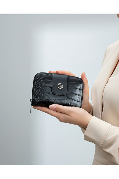 DMR PLACE Women's Crocodile Patterned Small Card Holder Stylish Wallet