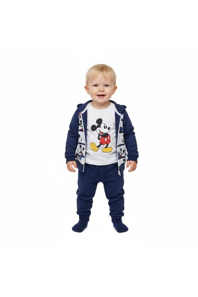 SeaBubbles Mickey Cardigan Baby Boy Top and Bottom Set 3-Piece Set