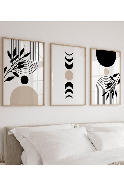 VOBA STORE 3 parça minimal mdf baskı çerçeve görünümlü tablo seti/duvar dekoru